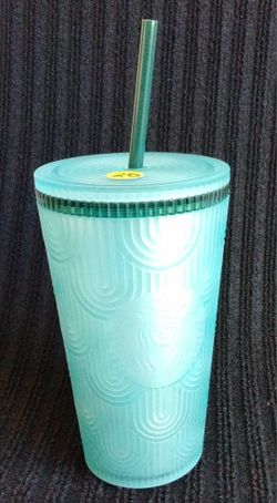 Starbucks Matte Frosted Teal/Muted Blue Wave Textured 16oz Cold Cup Tumbler (2022 Release)