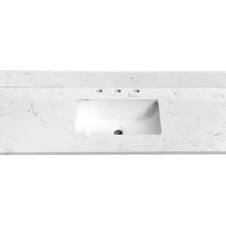 LANDOLT Classic 60 in. W x 22 in. D Quartz Stone White Rectangular Single Sink Bathroom Vanity Top in White Carrara