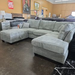 Corduroy Sectional With Matching Ottoman