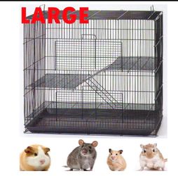 Large 3-Levels Foldable Ferret Chinchilla Sugar Glider Rats Animal Chew Free Metal Carrier Travel Cage(17)