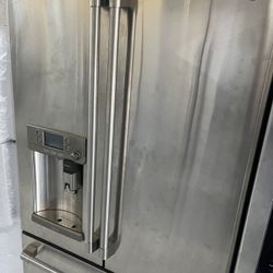 ge cafe refrigerator 3 door stainless  steel 