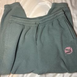 Large Green Fleece Puma Sweatpants