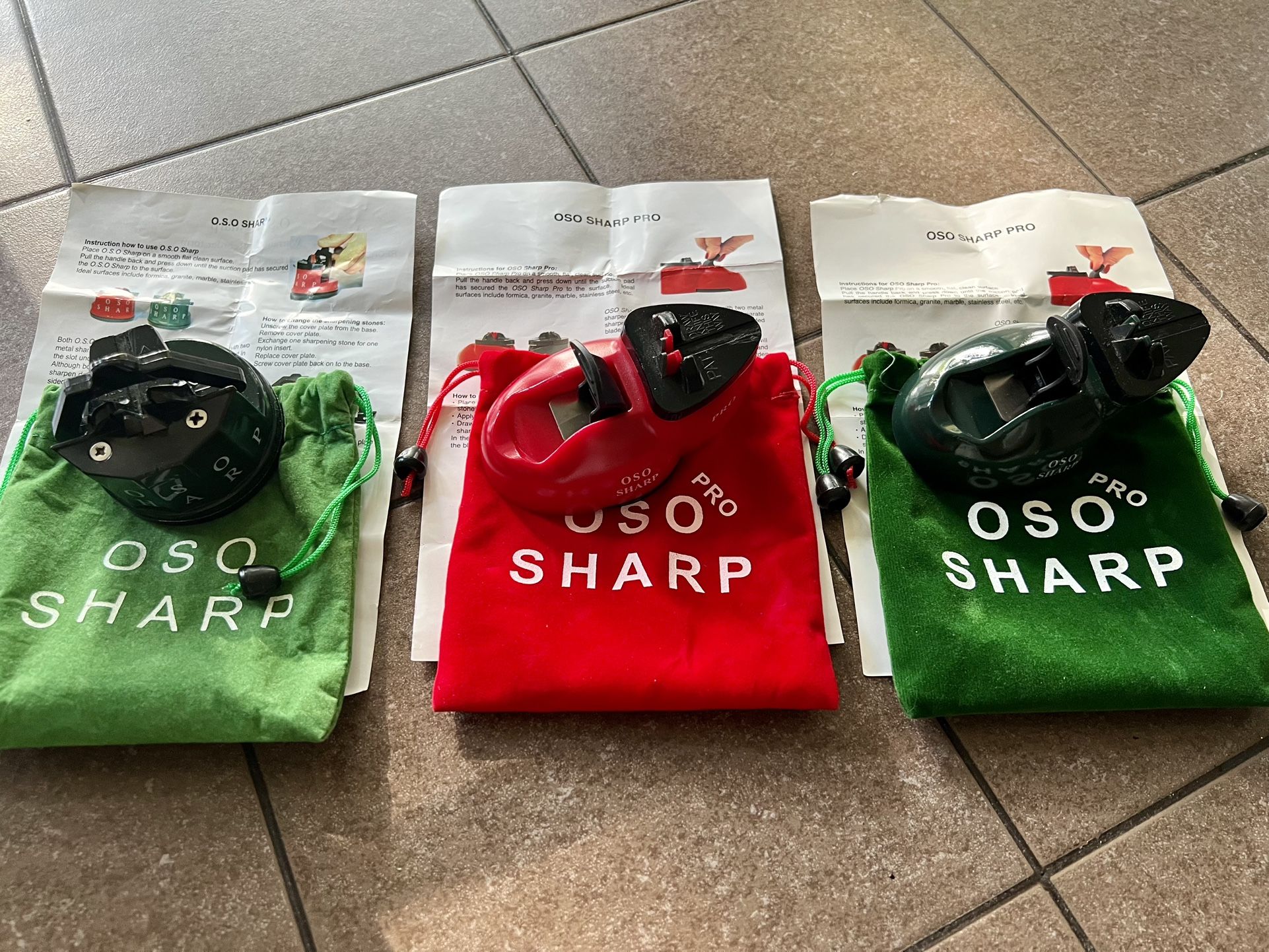 Set Of 3 OSO Sharp And pro Knife And Scissor Sharpeners