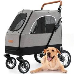 Dog Stroller for Medium Large Dogs - Kenyone Foldable 4 Wheels Pet Stroller 