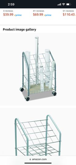 Safco Tubular Steel Wire Roll File Cart, Document and Blueprint Holder, 20 Compartment, Rolling Organizer Cart for Architectural Drawings, Constructio