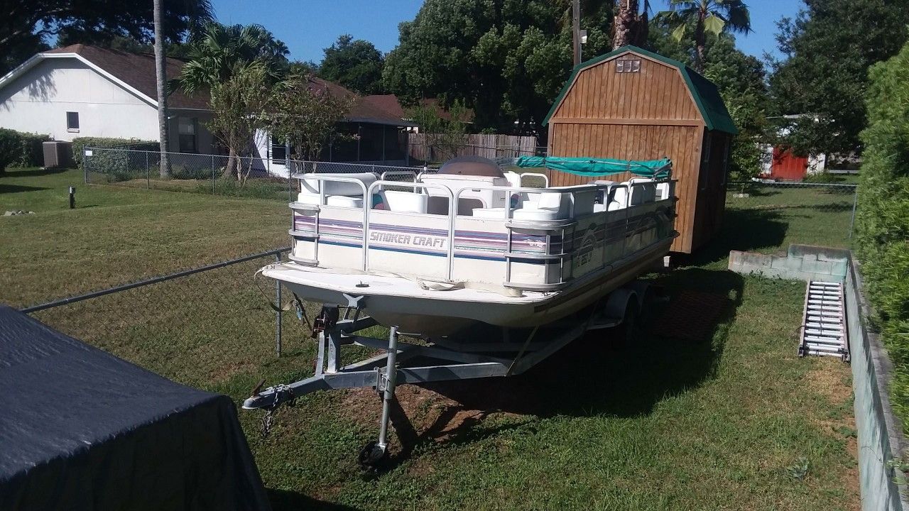 96 Smoker Craft Deck boat w/ trailer for Sale in Lakeland, FL OfferUp
