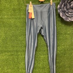 Good American Blue Metallic Leggings Size 3