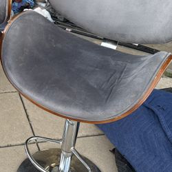 Velour Blue Gray Island Bar Stool