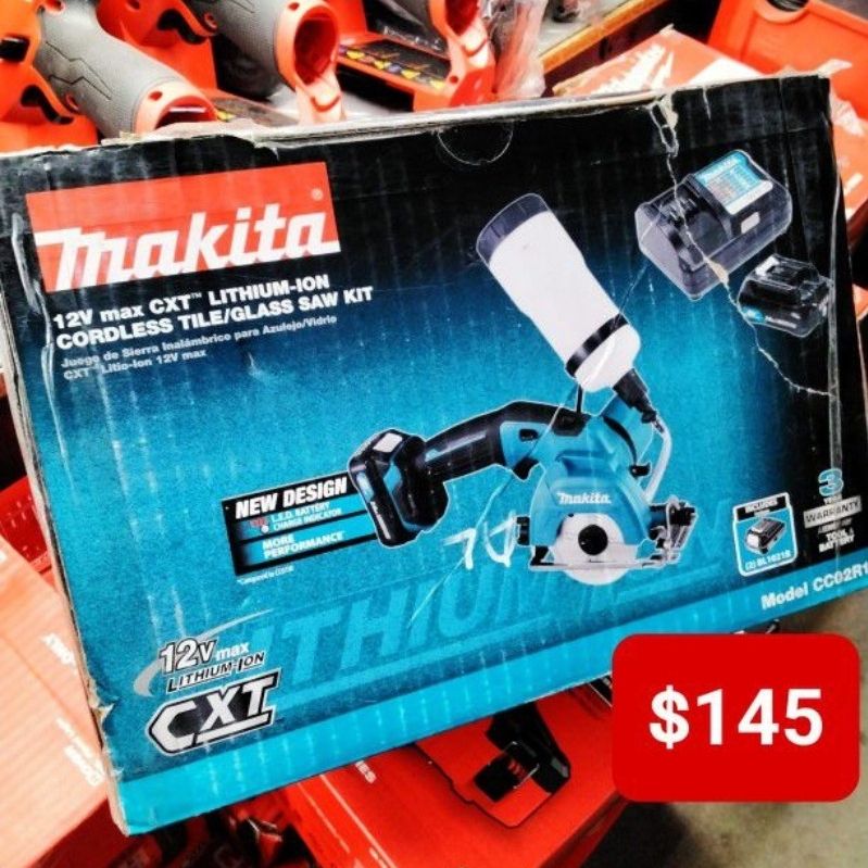 Makita 12V Max CXT Lithium-Ion Cordless 3-3/8 in Tile/Gas Saw Kit for Sale  in San Bernardino, CA OfferUp