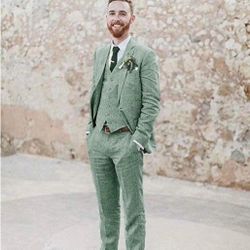 Super Dope Retro Linen Men's Suit  (MEDIUM) $50