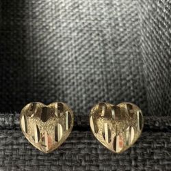 18K real gold heart earrings