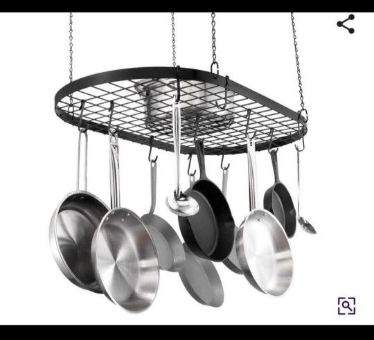 Hanging Pot Rack with Extra Hooks