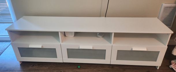 White TV Stand with Frosted Glass Drawers & Brown Tv Stand