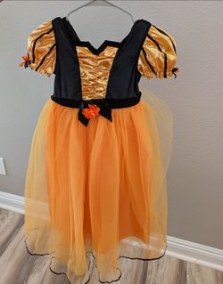 Kids' Orange Fancy Witch Halloween Costume Set.