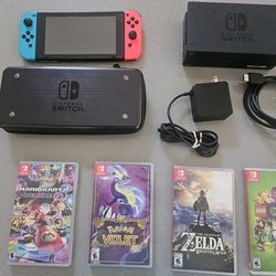 Nintendo Switch LED Console (HAC-001), Accessories, Games