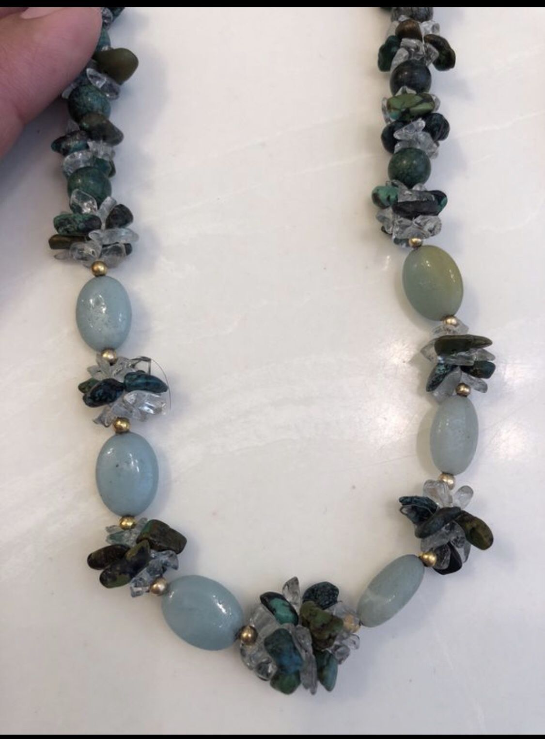 Larimar and crisocolla necklace 16’
