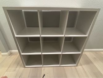 White cube storage shelf