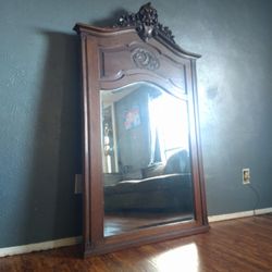 Large Antique French Wall Mirror Louis XV Carved Oak 19th century