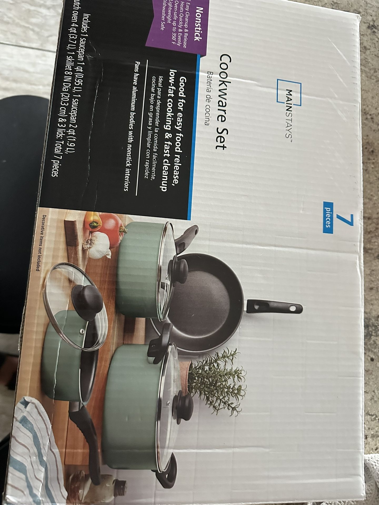 7 Piece Nonstick Pots and Pans Set - Aluminum Cookware Set with Ceramic Coating - Green Kitchen Pot and Pan Set for Induction Cooking