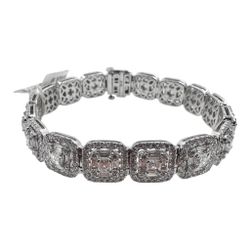 18k White Gold with Diamonds 10.09 Carat and 6.50" Bracelet. (New)