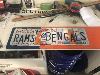 Rams Bengals Super Bowl License Plate Sign