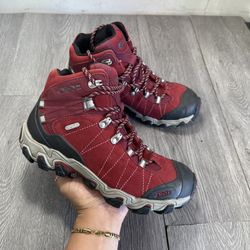 Oboz Bridger Mid B-Dry Trail Hiking Boots Women's 8 Rio Red Waterproof