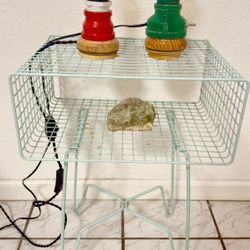 MOVE-OUT SALE! EVERYTHING MUST GO! mDesign Modern Industrial Side Table with Storage Shelf +  Lamps + 10 LED Edison bulbs