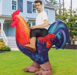 Inflatable Chicken Costume Rooster Adult Suit Funny Cosplay Halloween Costume for Men Women Birthday Christmas
