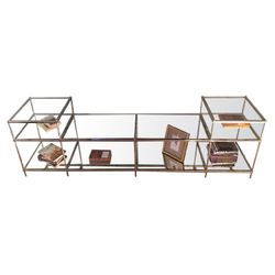 West Elm Mirrored Glass Metal Terrace Media Console Stand