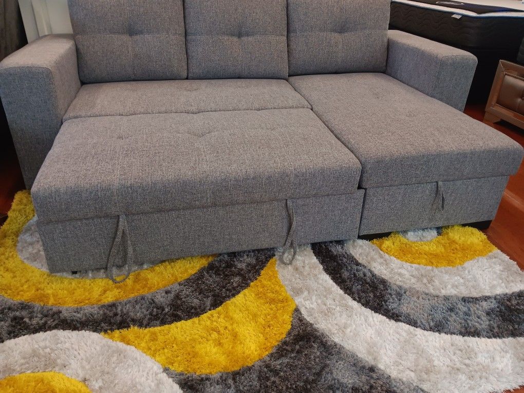 *Perfect For Spare Rooms!!!*---Monaco Fabric Sleeper Sofa W/Adjustable Chaise---Now $599!!!--Delivery And Financing🫡