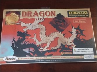 Factory Sealed Wooden 3-D Puzzled Dragon 148 Pieces