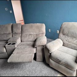 Sofa With Recliner And Sofa Chair 