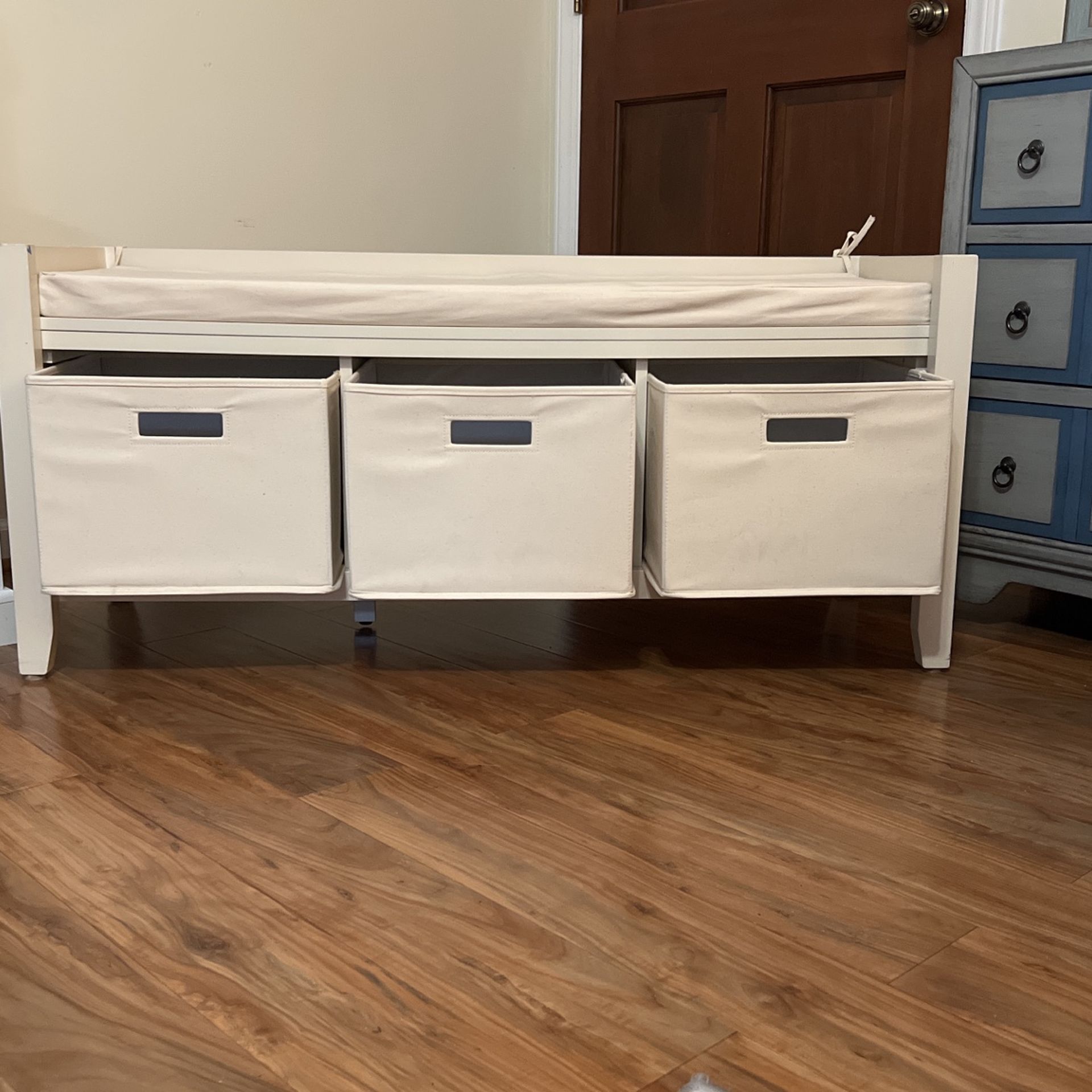 Home Cream Entryway Storage Bench 