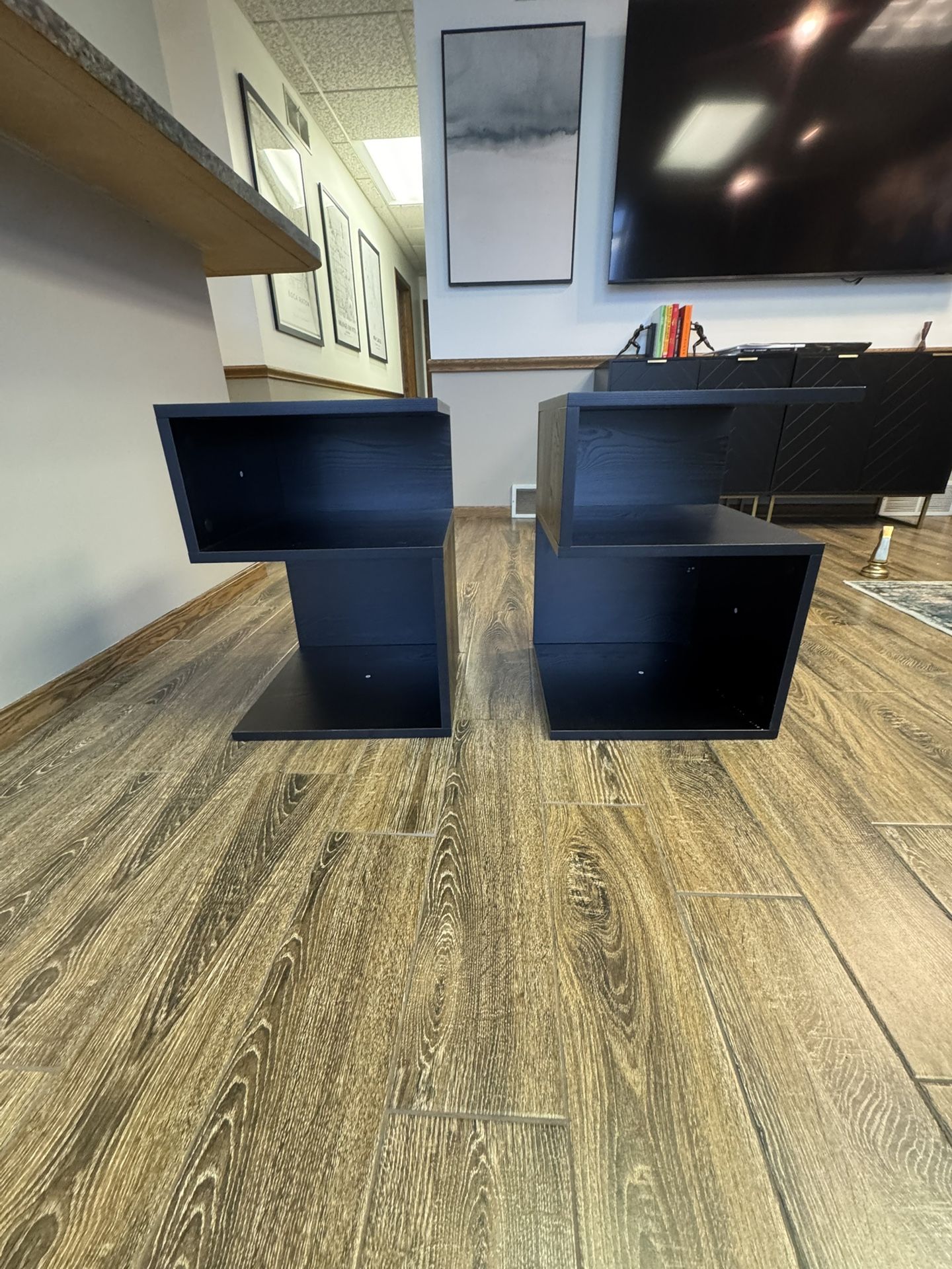 Modern Black Wood End Tables / Side Tables – Like New ($60 each or $100 for the pair)