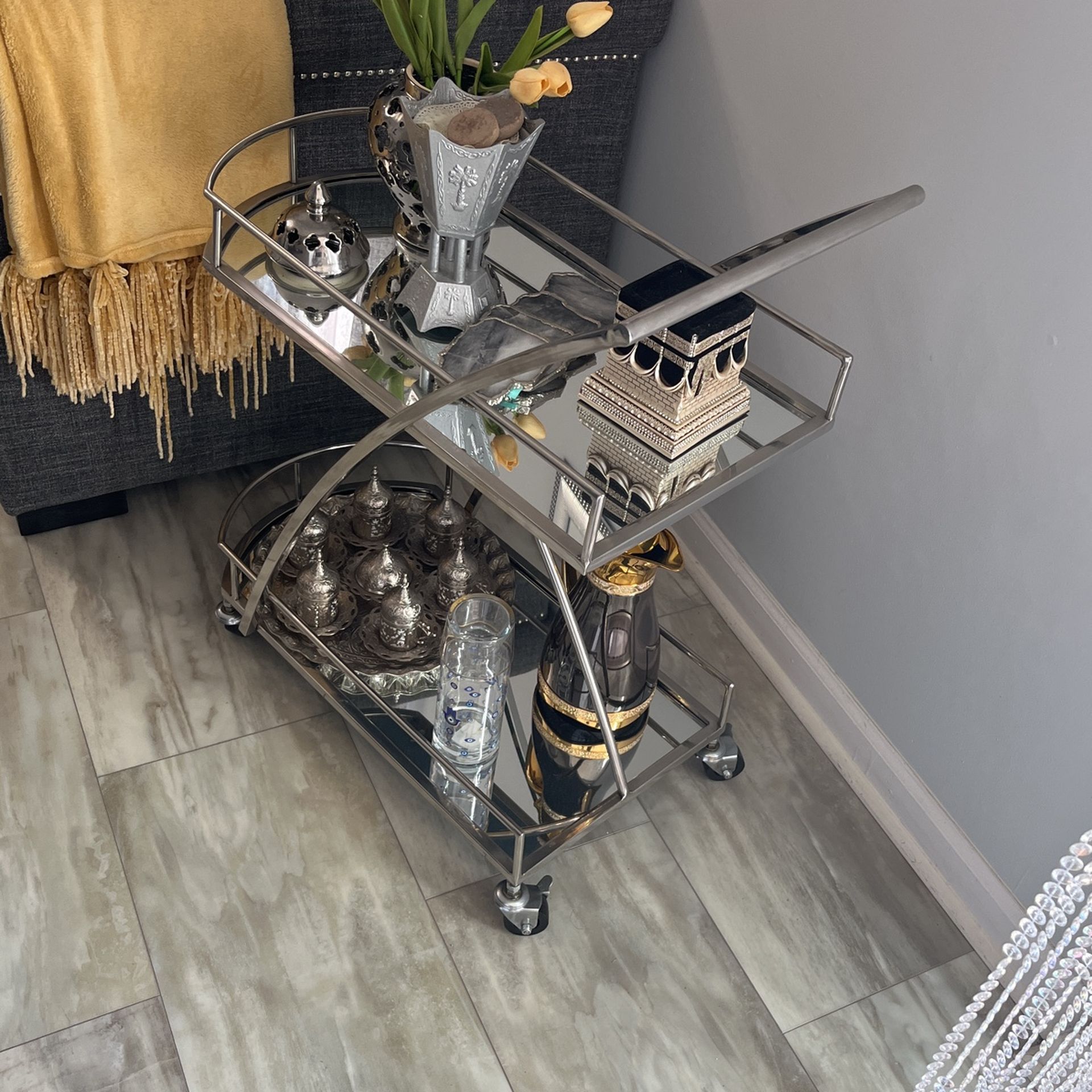 2 Tier Sliver Serving Cart.