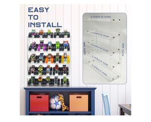 Trucks Display Case - Holds Up to 25 Car Collectibles, Clear 5 Tiers Toy Truck Cars Display Storage Organizer Tire Shelf