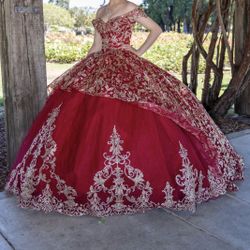 red &gold quince dress
