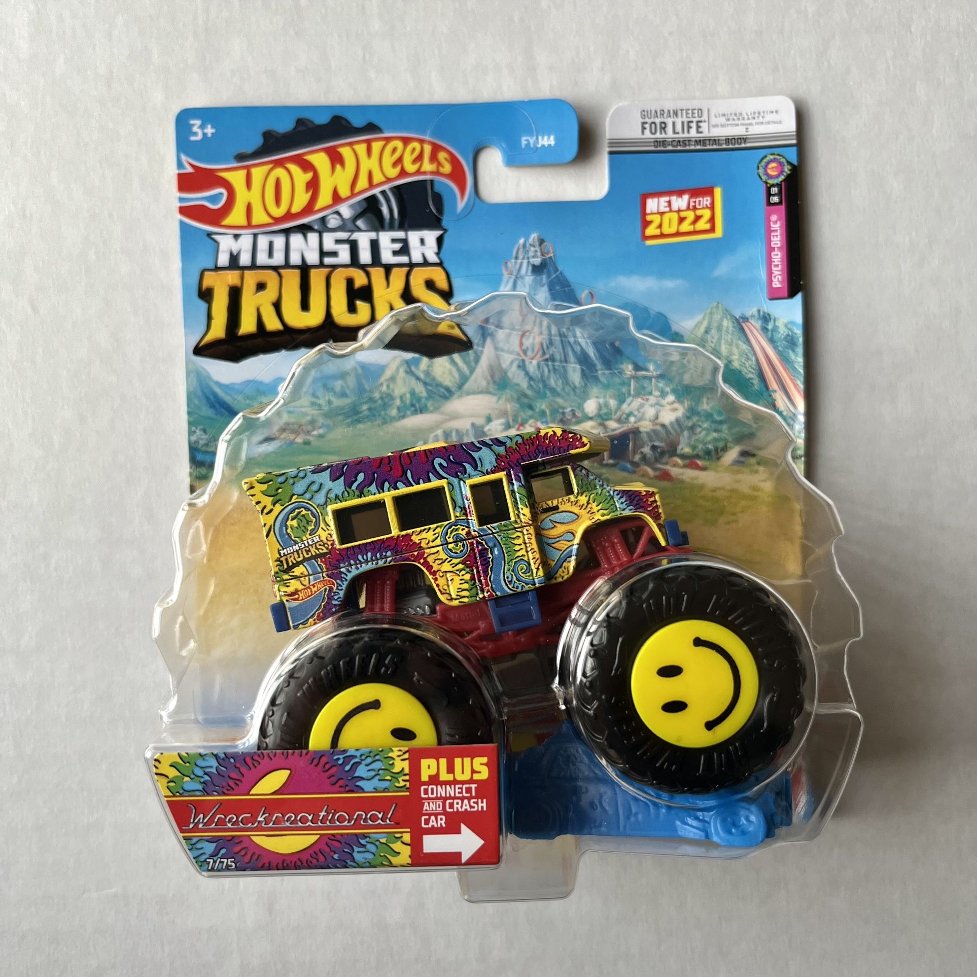 Hot Wheels Monster Trucks New WRECKREATIONAL Psycho-Delic 01/06 Released 2022 Metal