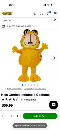 Kids Garfield Inflatable Costume for Halloween