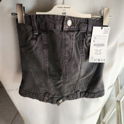 Black Denim Strapless Top (Zara XS)