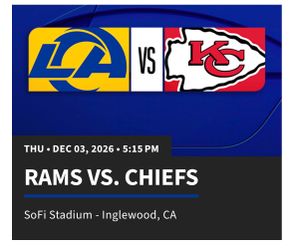 LA Rams vs Chiefs 12/03/26