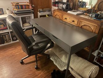 Grey Desk + Office Chair