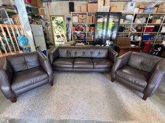 Leather couch and 2 chairs