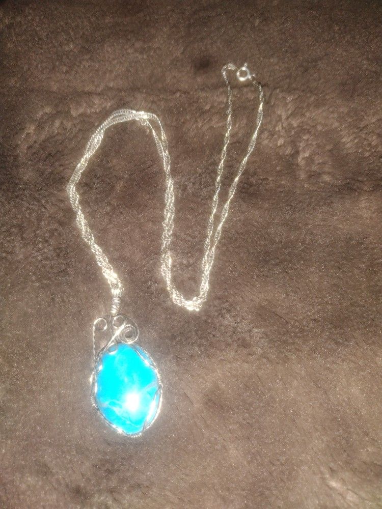 Silver Chain With Stone