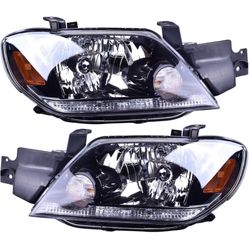 Headlight Assembly Compatible With Mitsubishi2003-2004 Outlander Left Black Headlamp SUV Replace MN150492 MN150491 Whout Bulbs. (Pair)