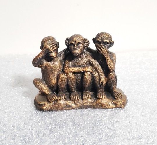Bronze Monkey Trio Figurine