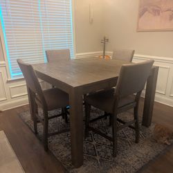 High Top Dining Leaf Table + 4 Barstools