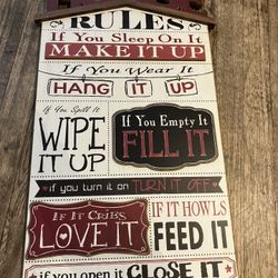 House Rules Wall Sign – Rustic Farmhouse Decor (13.5” x 24”) 