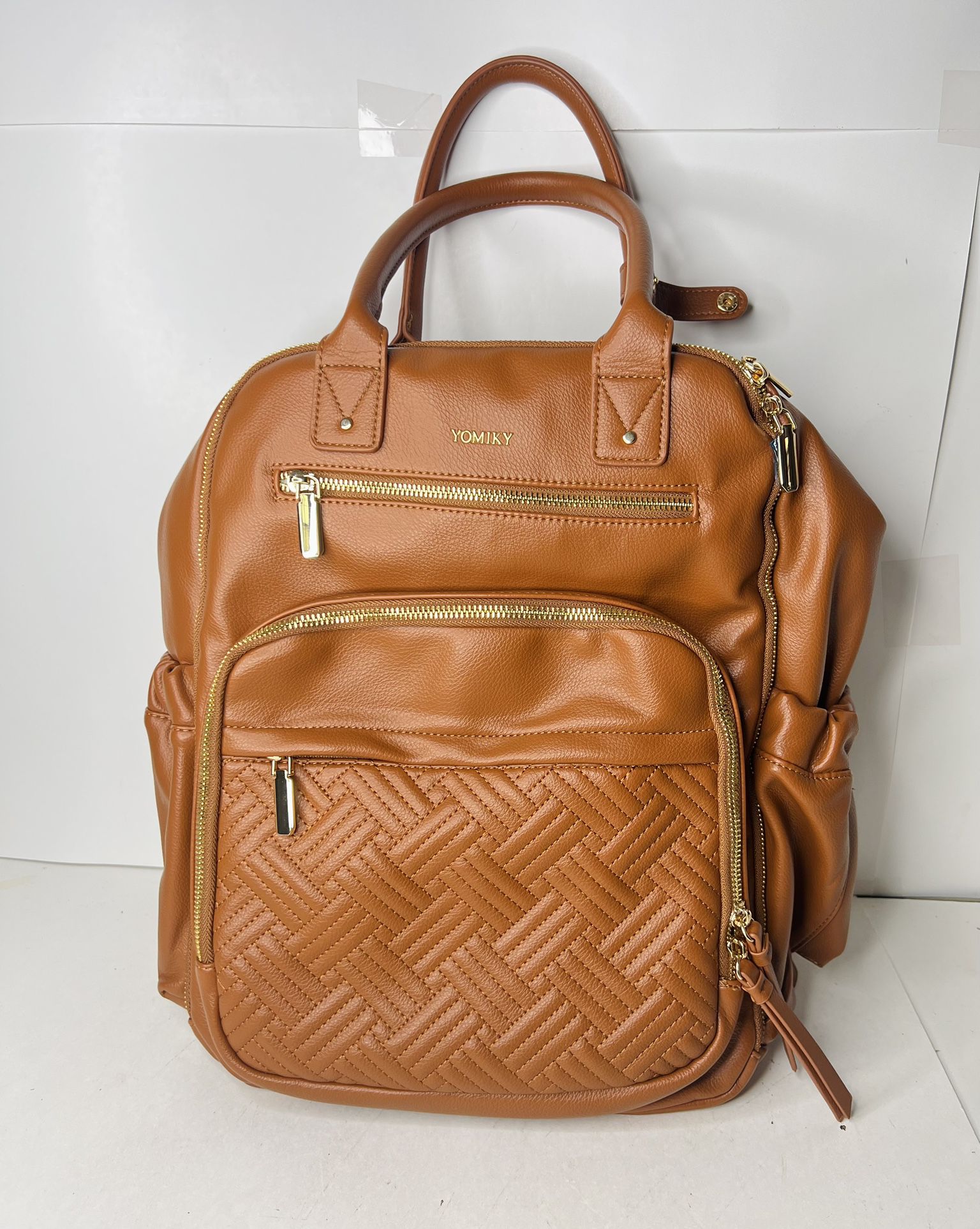 Leather Diaper Bag Backpack for Women with Multiple Pockets