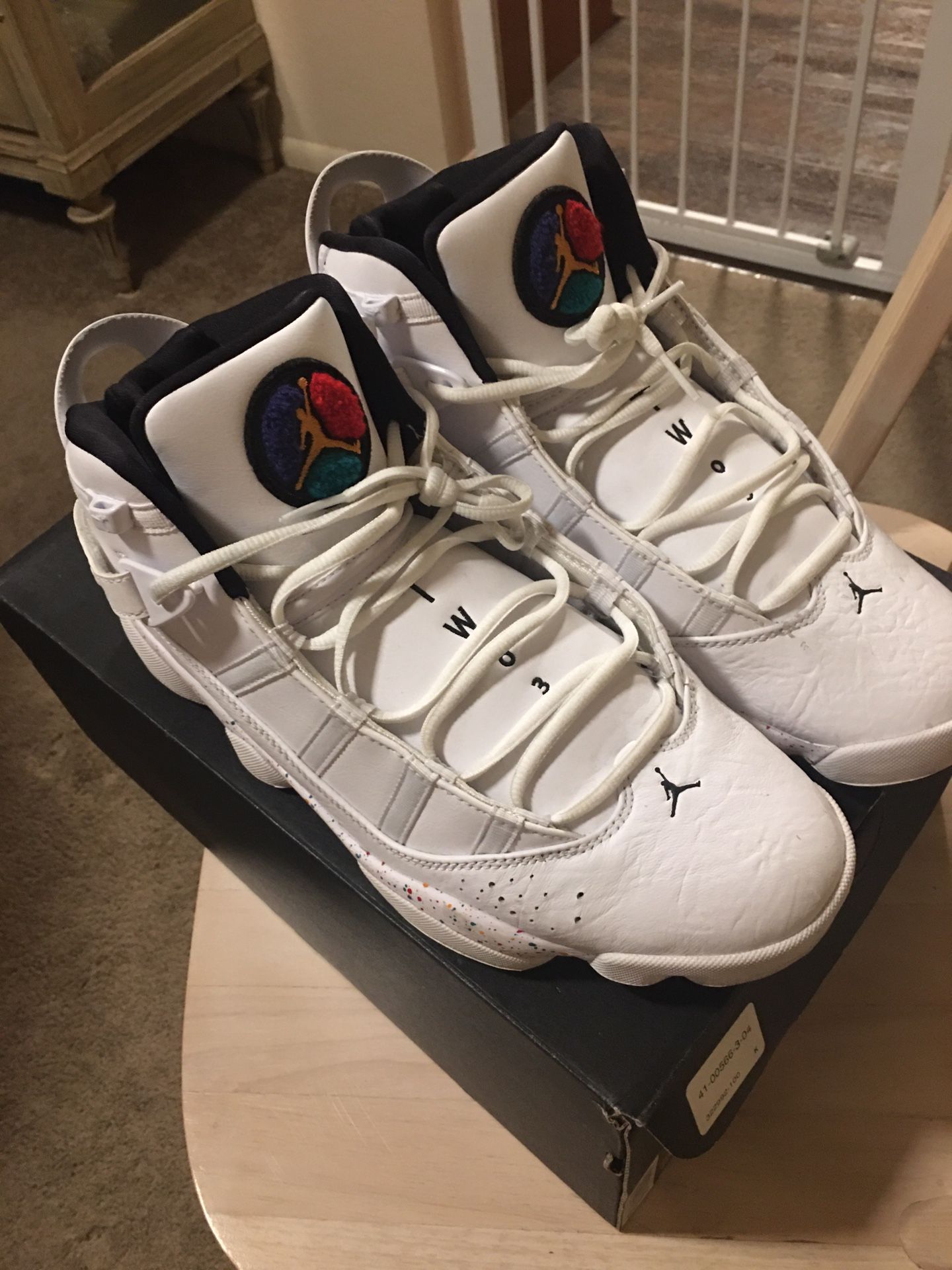 Michael Jordan 6 Rings Size 10 1/2Paint Splatter Air Jordans White